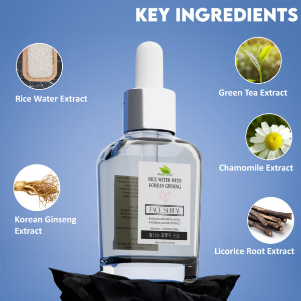 Nature Leaf Rice Water and Korean Gingeng | Face Serum | 30ml - Image 3